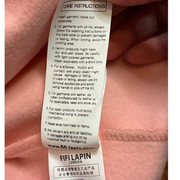 Fifi Lapin Pink Hoodie Bunny Ears Graphic Glasses Kawaii Cute Women’s Size M - Picture 9 of 9